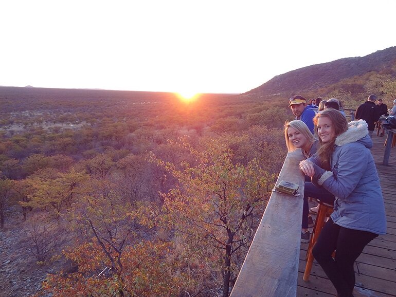 Sunset from the deck at Damara Mopane.