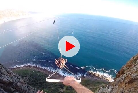 Let go - base jumping Table Mountain