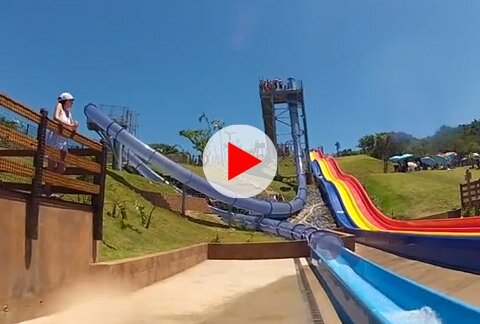 POV Go Pro down the Aqua-Loop Water slide at Wild Waves 