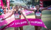 Top runners and newly selected PUMA ambassadors, Lebo and Lebogang Phalula were a symbol of unity on Sunday, 19 July 2015 when they completed the 10km Totalsports Women’s Race in an impressive time of 33 minutes 44 seconds. Running for Boxer Athletics Club, the sisters crossed the finish line at the Berea Rovers Sports Club holding hands. Seen here (from left to right): Lebo and Lebogang Phalula claim victory at the Totalsports Women’s Race in Durban