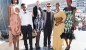 The top three at the Vodacom Durban July Fashion Challenge last year, from left to right: Model Xia Narain and third placed designer Ngcebo Mnyandu, model Ronwyn Mansor and winning designer Daniel Panton and third placed designer Sibusiswe Msimang and model Caroline Mashaba enjoy their success in the Vodacom Durban July.
