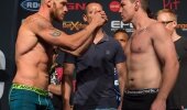 Norman Wessels lines up Gideon Drotschie at the EFC 35 weigh-in