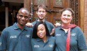 Joseph T. Dhafana, Ralph Reynolds and Anita Streicher Nel with Veronica Plaatjies front