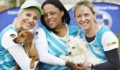 Seen here (from left to right): Television and radio personality, Liezel van der Westhuizen with her SPCA rescue Leia, Natasha Johannes (Fundraising Officer Cape Of Good Hope SPCA) and Sue Ullyett (Event Manager FNB Cape Town 12 ONERUN). 