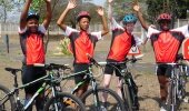 Pictured (from left to right): Some of the excited visually impaired Ethembeni School learners that will be participating in the 35km fun ride this year - Sandile Manana, Langelihle Buthelezi and Edris Mahlanga who will be accompanied by Marhaux d'Hangest d'Voy (absent) and far right, tandem rider Sibusiso Zondo who will be riding with Natasja Foster (absent), a volunteer from Hillcrest.