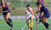 South Africa's Candice Manuel of Western Province in between Chilean defenders Sofia Walbaum (left) and Constanza Palma during the series-deciding fourth Test at Hartleyvale in Cape Town Tuesday night.