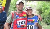 Nikki “Lettie” Haynes and her husband Zoog at the finish of SalamonSkyrun Lite, 2011