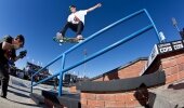  Nyjah Huston in action during the final heat of the 2013 Kimberley Diamond Cup presented by Kumba Iron Ore. The defending champion is back in Kimberley to battle some of the top pro skaters from around the globe.
