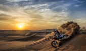 Ronnie Renner of the United States performs during a high-speed freeriding session in the Rub Al Khali desert ahead of the Red Bull X-Fighters World Tour in Abu Dhabi on October 25, 2015.