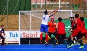Rhett Halkett (4) attempts a spectacular goalshot during Tuffy Western Province's11-0 whitewash of North West on day two of the SA Men's Interprovincial Tournament at Tuks Astro in Pretoria Monday.