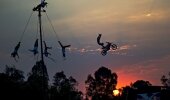 Red Bull X-Fighters showed their high-flying freestyle motocross tricks alongside an ancient "Dance of the Flyers“ ceremony.