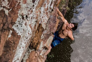 Brendon Salzer scouting the upcoming route, choosing the perfect line.