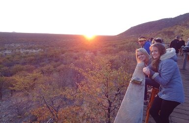 Sunset from the deck at Damara Mopane.