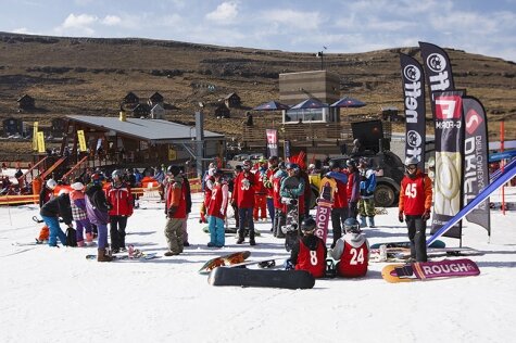 All riders gathered on the slope early