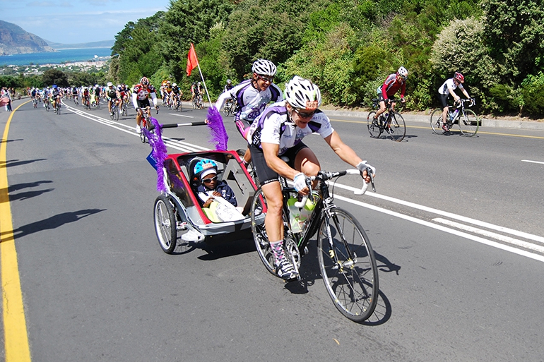 Boeta, Tina and Hannele at the Cycle Tour 2014.
