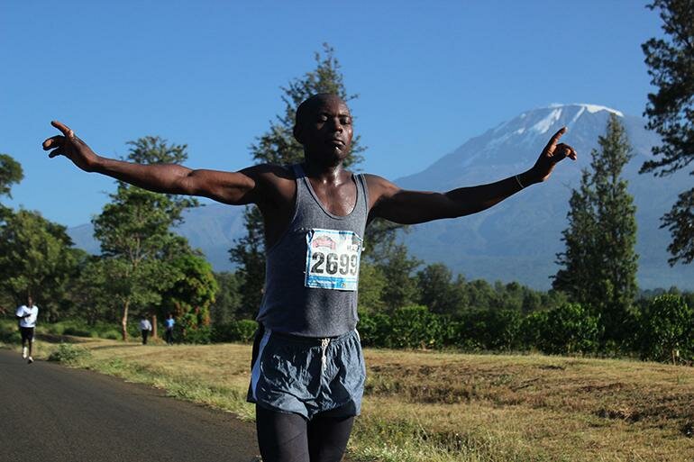 Running on the African continent.