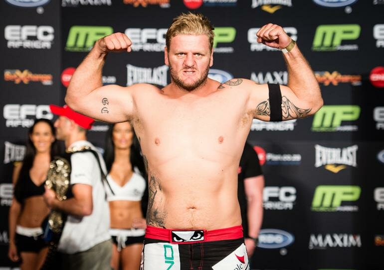Heavyweight champion Andrew van Zyl at the EFC AFRICA 26 weigh-in Heavyweight champion Andrew van Zyl at the EFC AFRICA 26 weigh-in