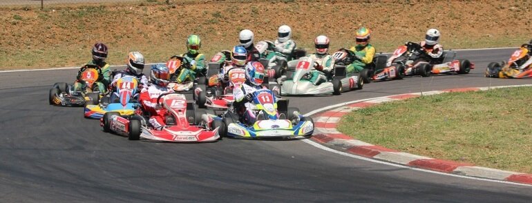 2015 SA Rotax Max Challenge DD2 champion Bradley Liebenberg (12) leads Nathan Parkins (13) and Arnold Neveling (44) at Zwartkops in the final round of the championship 2015 SA Rotax Max Challenge DD2 champion Bradley Liebenberg (12) leads Nathan Parkins (13) and Arnold Neveling (44) at Zwartkops in the final round of the championship