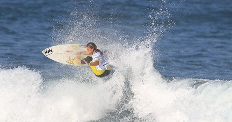 Courtney Conlogue (USA) will face Coco Ho (HAW) in Heat 6 of Round 2 today at the Cascais Women's Pro.