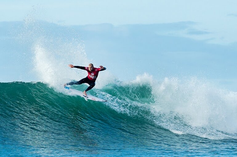 Three World Champions, Mick Fanning (AUS) (pictured), Kelly Slater (USA) and Gabriel Medina (BRA), will battle in an all-start Round 4 match-up when competition resumes.