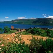 Urquhart Castle on the shores of the Loch Ness.